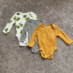 Set Of Three Old Navy Long Sleeve Baby Onesies